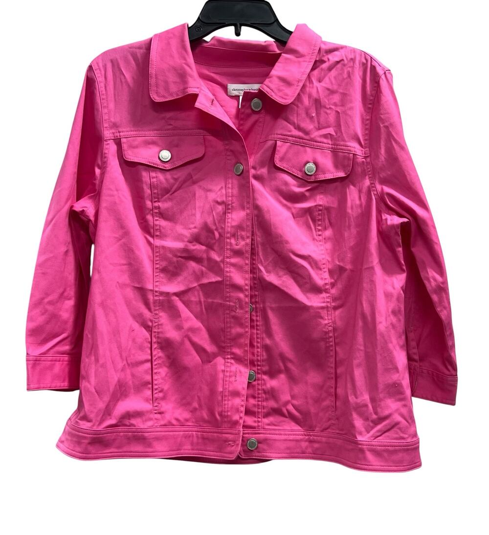 Christopher & Banks pink 3/4 sleeve lightweight cotton blend jacket sz L
